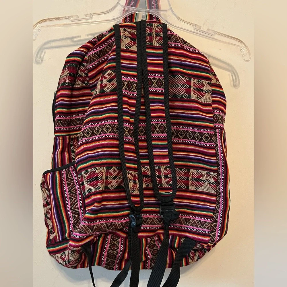 Peruvian‎ Cusco Backpack Tiara Woven Andean Llama Striped Boho Travel Bag
